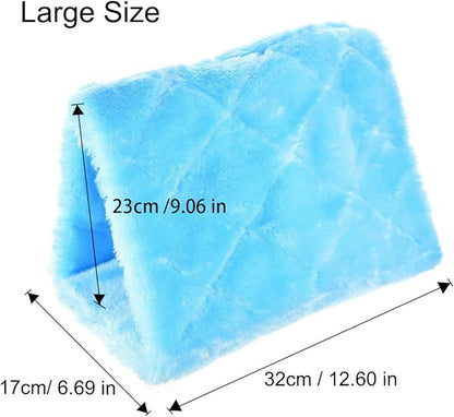 Winter Warm Bird Nest House Shed Hut Hanging Hammock Finch Cage Plush Fluffy Birds Hut Hideaway for Hamster Parrot Macaw Budgies Eclectus Parakeet Cockatiels Cockatoo Lovebird (L, Blue)