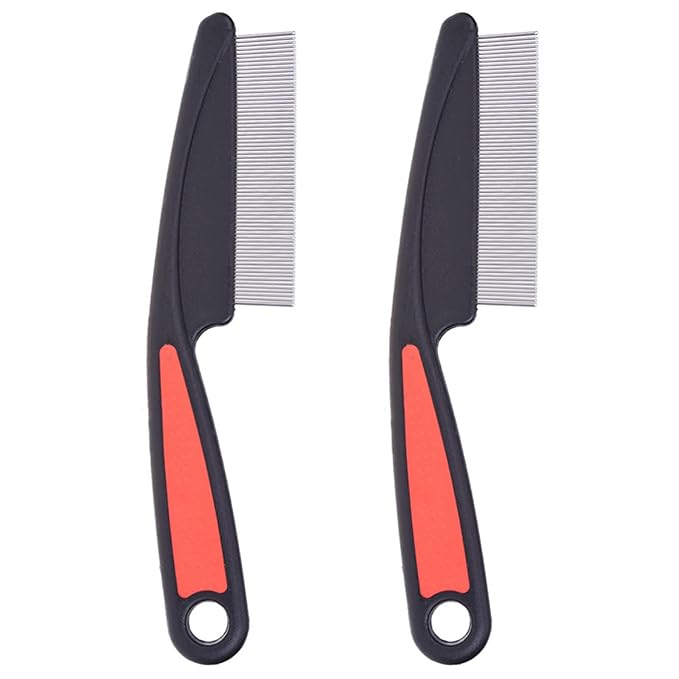 2 PCS Fine Tooth Combs, No Skin Damage Stainless Steel High Strength Teeth Hair Combs, Pet Tear Stain Remover Combs