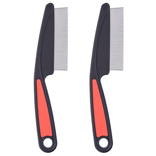2 PCS Fine Tooth Combs, No Skin Damage Stainless Steel High Strength Teeth Hair Combs, Pet Tear Stain Remover Combs