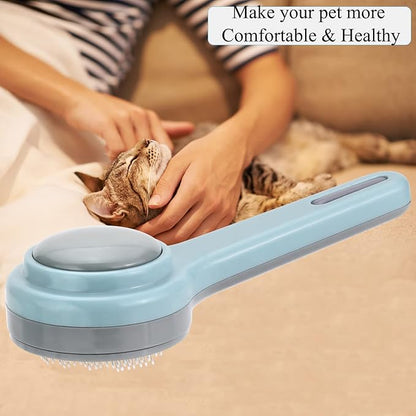 Cat Brush, Self Cleaning Slicker Brushes for Shedding and Grooming, Removes Loose Undercoat, Mats and Tangled Hair, Grooming Comb for Cats Dogs, Little Blue Gray
