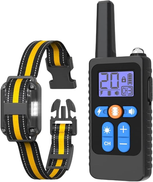 Dog Shock Collar ï¼3300Ft Dog Training Collar with Remote, IPX7 Waterproof Rechargeable Collar,Light, Beep, Vibration, Safe Shock for 8-120lbs Small Medium Large Dogs