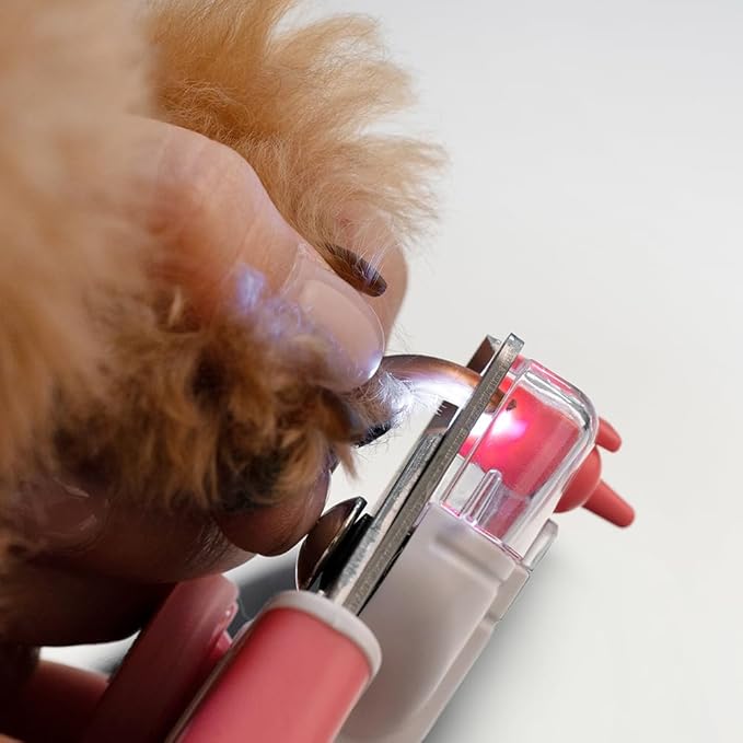 Walkinnwith LOOKUT Premium Dog Nail Clippers with Guide Light [Made in Korea] Safe Cat Nail Clippers  Easy Cat Claw Trimmer and Nail Trapper for Smaller Pets Under 40 lbs  Pink Edition