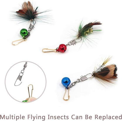 SONGWAY Mini Cat Wand Toy Replacement - 10 Pieces Insect Worm Cat Toys Attachments, Cat Feather Toy Refills