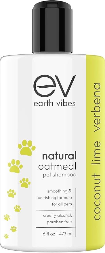 Earth Vibes Natural Oatmeal Dog & Cat Pet Shampoo & Conditioner, Dry Itchy Skin Relief for Dogs, Cats & Pets, Calming Aloe Vera, Made in USA, 16oz