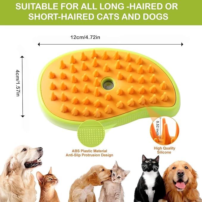 3 in 1 Steamy Pet Brush for Dogs Cats Shedding,Pet Spray Hair Removal Comb, Misting Misty Cat Bath Brush Steaming for Grooming (Green)