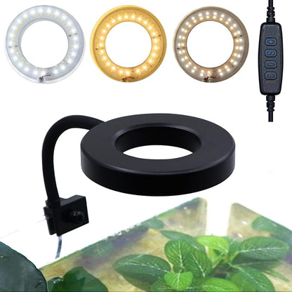 Upgraded Aquarium Light Clip On Fish Tank LED Light Small USB Light Dimmer Multi-Color White+Warm Yellow+Yellow 1 to 5 Gal (Adapter NOT Included, No Timer)