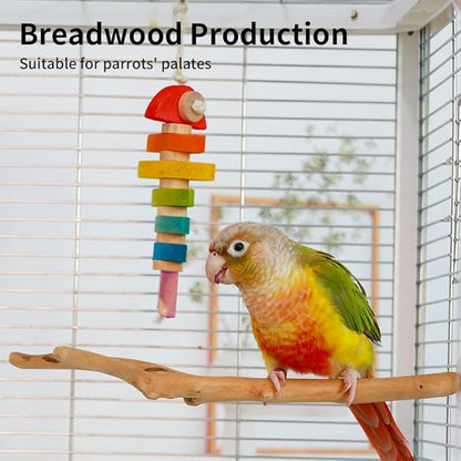 Bird Toys & Bird Perch, Bird Wooden Block Chewing Toy Parrot Foraging & Puzzle Toys Bird Cage Accessories for Conures Parakeets Cockatiels Lovebirds African Grey Macaws (Colorful Fish)