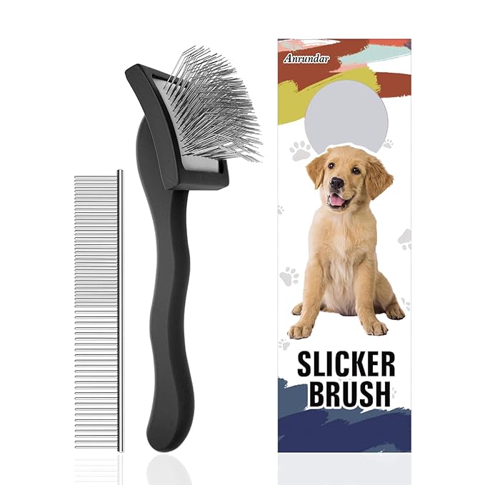 Dog Slicker Brush for Goldendoodles & Golden Doodle Brush for Grooming Kit - Dog Brush for Goldendoodle, Labradoodle, Poodles - Pet Hair Brush for Short & Medium Haired Dogs -Small (Black)