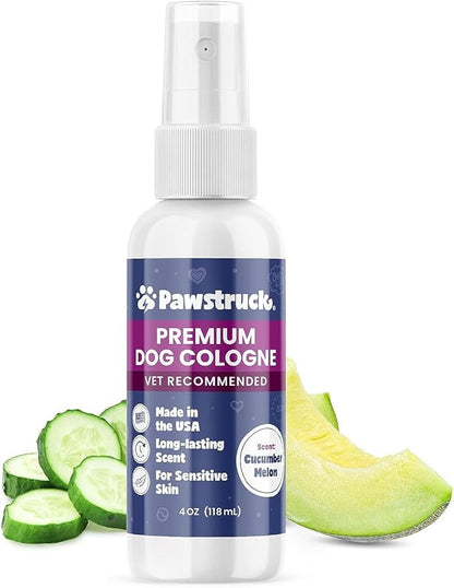 Vet Recommended Premium Dog Cologne & Perfume Deodorizing Spray - Long Lasting Puppy Safe Sensitive Skin Formula Made in USA - Grooming Odor Eliminator - Fresh Cucumber Melon Scent - Alcohol Free 4 oz