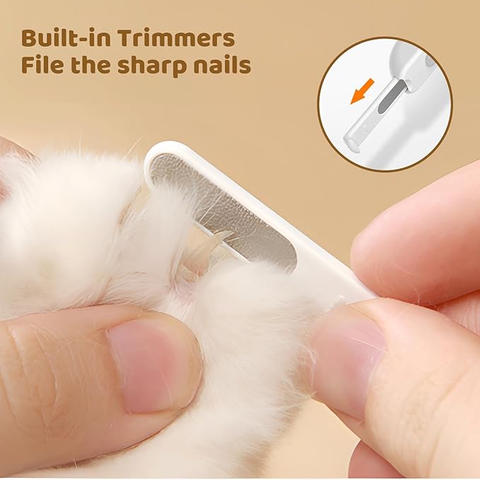 Odoland Cat Nail Clipper with LED Light and Nail File, Dog Claw Trimmer with Bright Light to Avoid Excessive Cutting - Pet Grooming Tool for Tiny Dog Cat Kitten Bunny Rabbit Blue