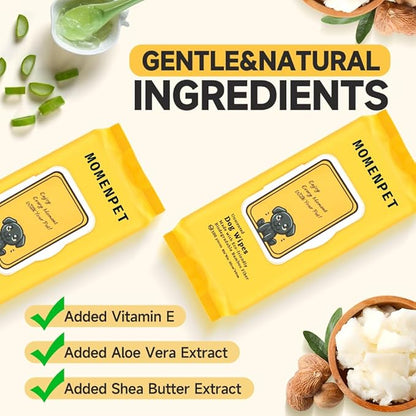 3-in-1 Pet Wipes for Dogs & Cats, Cleaning, Odor-Controlling & Hydrating, Grooming Wipes for Paws, Body and Butt, Unscented, 100 Count