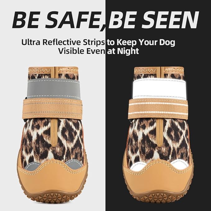 Dog Shoes for Small Dogs, Dog Boots & Paw Protectors for Hardwood Floors, Outdoor Dog Booties for Hot Pavement Winter Snow Hiking, Waterproof Dog Shoes with Reflective Strips Size 1