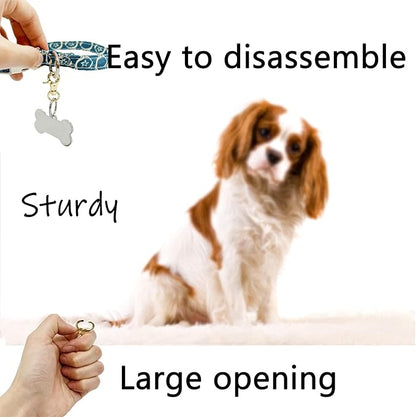Dog Tag Clips 2 Pack Easy Change for Pet ID Tag Quick Clips Small Medium Large Dogs and Cats Collars|Gold|