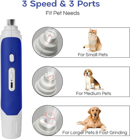 2 in 1 Dog Nail Grinder & Dog Nail Clippers Trimmers with LED Light, 3-Speed Pet Nail Clippers for Small Medium Large Dogs Cats, Dog Nail Grinder Set Quiet & Safety