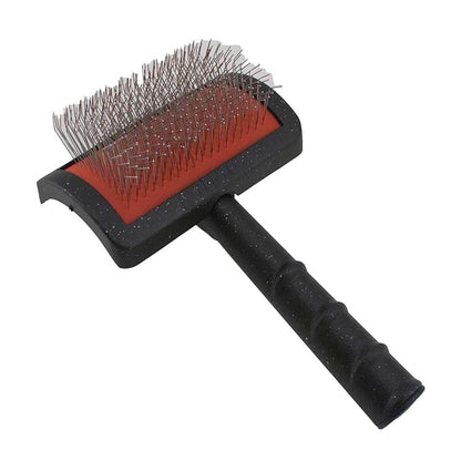 Yento Mega Pin Slicker Dog Brush, For Poodle and Doodles, Puppy Essential, Professional Ergonomic Handle Dog Brush for Shedding and Removing Loose Fur, Extra Curved, Medium