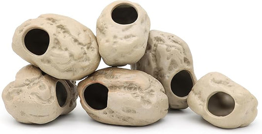 Aquarium Decorations Stackable Ceramic Cave Betta Fish Tank Accessories Rock Cave Decor 6-Piece Set