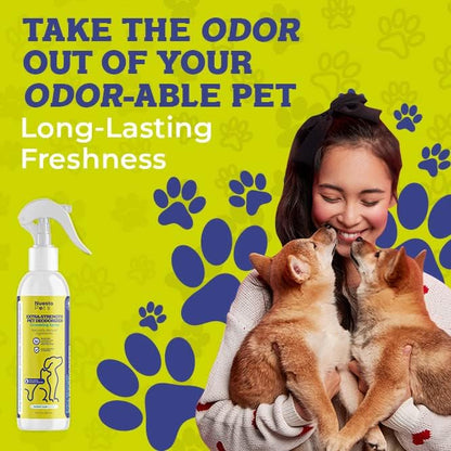 Pets Extra Strength Pet Deodorant & Odor Neutralizer | Naturally Derived Quick-Drying Deodorizer Spray for Dogs | Safe on Carpets & Furniture | Pet-Safe & Hypoallergenic | Sweet Sun Scent