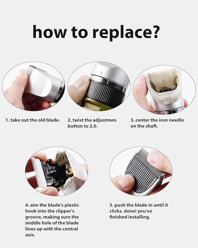 2 Pack Dog Grooming Replacement Blades for HOLDOG Dog Grooming Kit, Ceramic Edge for Smooth Cutting Compatible with HOLDOG Cat Clippers, 2 Cleaning Brush