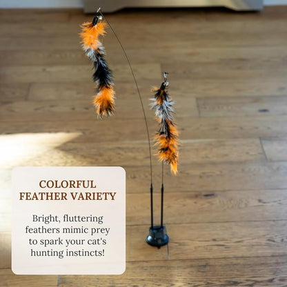 Cat Wand Toy With Suction Cups Interactive Feather Teaser Wand With Worms & Catnip Lizard Snake Chew Toys Cat Toys For Indoor Cats & Kittens Enrichment Toy For Bored Cats With 6 Colorful Attachments