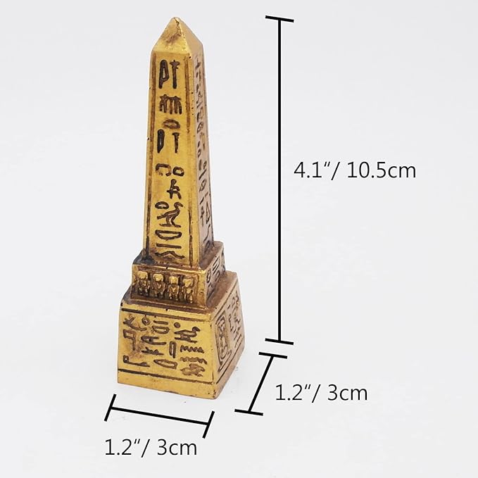 Obelisk of Ancient Egypt Aquarium Fish Tank Terrarium Decorations Terrarium Reptile Turtle Lizard Spider Tanks Egyptian Tablet Inscription Sculpture Figurine Statue Décor Ornament Gold