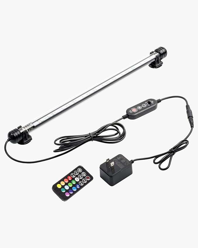NICREW LED Aquarium Light, 19 Inches Submersible Fish Tank Light, Waterproof Underwater Light with Multicolor Option