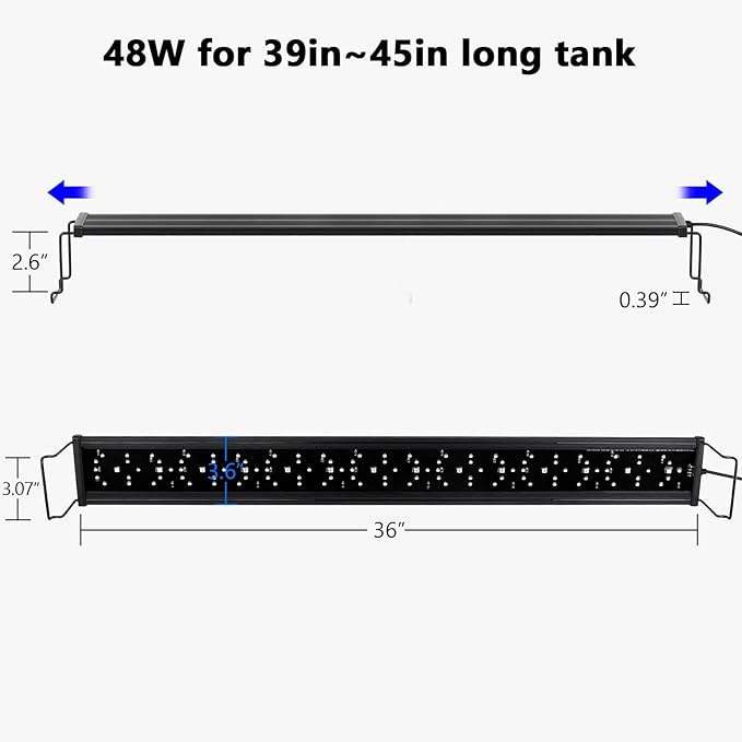 hygger New Mode 24/7 Timer LED Aquarium Light, Auto On Off Full Spectrum Fish Tank Light Fish Colorful/Sun/Nightlight/Wrgb Cycle Mode for Freshwater Plants Tank (for 39in~45in Long Tank)