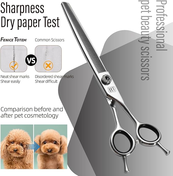 Dog Grooming Scissors: 7.5 inch Pet Blender Shears Made Of Japanese 440C Advanced Stainless Steel Professional Grooming Scissors for Dogs Cats and Other Pets