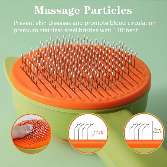 1 PCS Cat Brush Professional Cat Grooming Brush Cat Comb Dog Brush Dog Grooming Brush Pet Brush Tool with Cleaning Button for Cat Dog