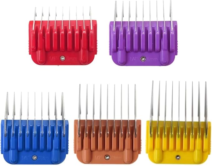 5 Pcs Stainless Steel Pet Clipper Guide Comb Kit for Andis Oster A5 Wahl KM10 Series Clipper Detachable Blade