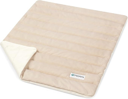 PetAmi Cooling Mat for Dog, Premium Pet Cooling Blanket for Crate Kennel, Indoor Cat Cool Sleeping Pad, Q-MAX Cold Sofa Couch Cover for Summer, Taupe/Beige, Small (24x32)