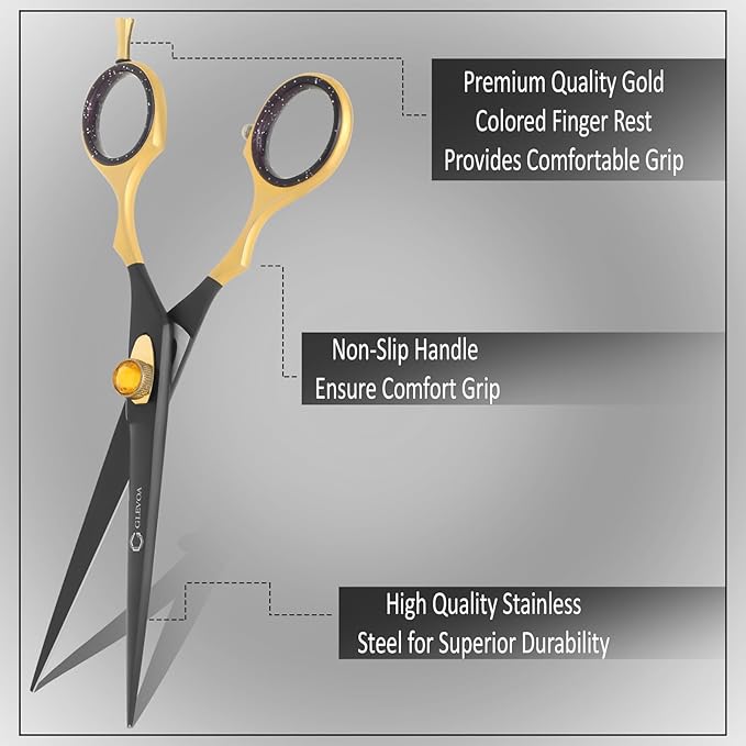 Dog Grooming Scissor - Professional Down-curved Shear with Ergonomic Handle Japanese Stainless Steel Trimming Scissor for Dogs, Cats and Other Pets, Sharp (Straight Scissors)