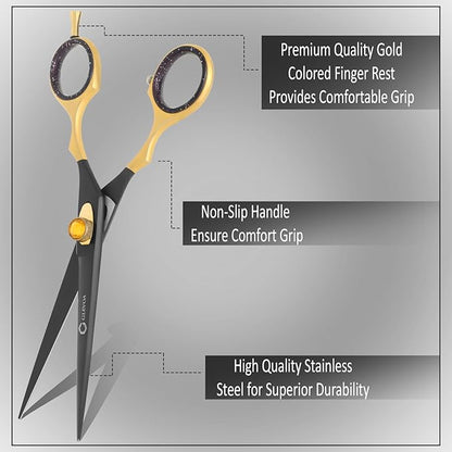 Dog Grooming Scissor - Professional Down-curved Shear with Ergonomic Handle Japanese Stainless Steel Trimming Scissor for Dogs, Cats and Other Pets, Sharp (Straight Scissors)