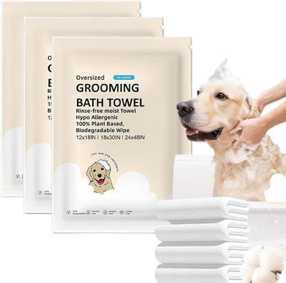 Toner Depot XL Pet Grooming Bath Wipes, Huge Rinse-Free Towels for Cleaning and Deodorizing Plant-Based Hypoallergenic Wipes for Dogs and Cats, 3 Pack (XXL 24x48)