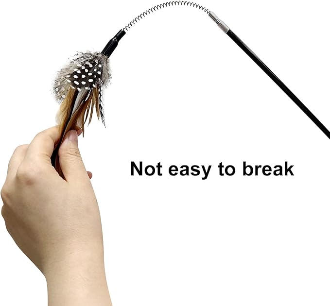 TTcat Cat Wand Toys,Flexible Spring and 4PCS Feather Refills,Teaser Toy,Interactive Toys for Indoor Cats and Kitten to Play Chase Exercise.