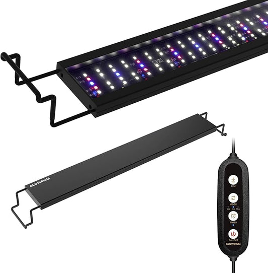 GLOWRIUM Aquarium Light, LED Freshwater Fish Tank Light with Timer, Full Spectrum Planted Aquarium Grow Lights with Daylight/Moonlight Mode, Brightness Adjustable, Auto On/Off (48-58 in)