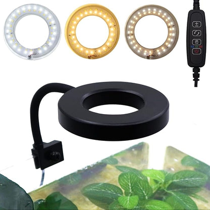 Upgraded Aquarium Light with Timer Clip On Fish Tank LED Light Small USB Light Dimmer Multi-Color White+Warm Yellow+Yellow 1 to 5 Gal (Adapter NOT Included)