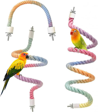 3pcs Gradient Colorful Bird Rope Perch Stand,Bird Cage Climbing Rope Toys Accessories,Bendable Climbing,Parakeet Lovebirds Cockatiels Budgies Play (15.7'',23.6'',39.3''BB)