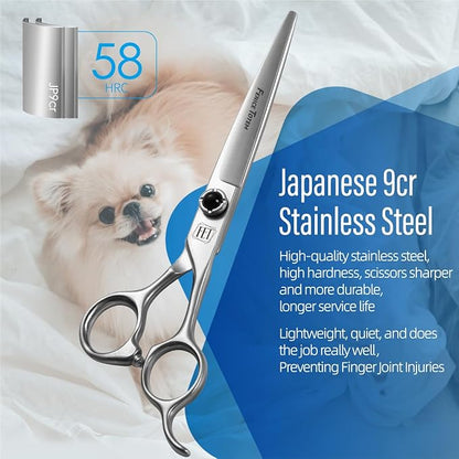Dog Grooming Scissors: 7.5 inch Professional Pet Shears Made Of Japanese 9CR Advanced Stainless Steel for Dogs Cats and Other Pets