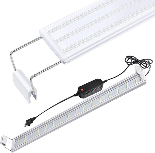 LED Aquarium Light, Full Spectrum Fish Tank Lighting, Ultra-Thin 1cm Design, 6-Row Blue&White LEDs, No Flicker, High Efficiency Cooling for 14.96-17.96in Fish Tanks (14.96inch)