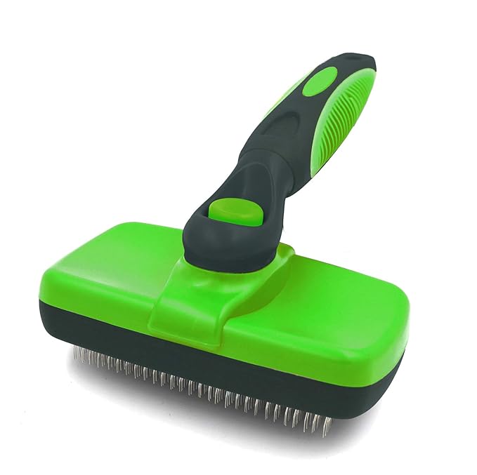 Self Cleaning Slicker Brushes for Pets,Dog Brush for grooming, Massaging Tool Suitable for Dog or Cat,Dog Brush or Cat Brush. (Green)