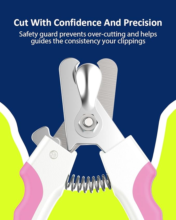 WePet Dog Nail Clippers U10.1, Dog Nail Trimmer Large Breed with Quick Sensor, Razor Sharp Blade Professional Pet Nail Clipper with Safety Guard and Nail File, Rose Pink