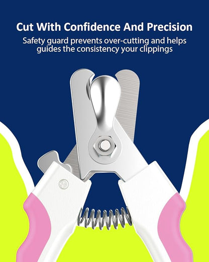 WePet Dog Nail Clippers U10.1, Dog Nail Trimmer Large Breed with Quick Sensor, Razor Sharp Blade Professional Pet Nail Clipper with Safety Guard and Nail File, Rose Pink