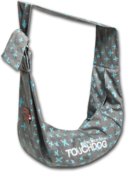 Touchdog 'Paw-Ease' Over-The-Shoulder Pet Sling Fashion Pet Carrier - Cat and Dog Carrier with Built-in Storage Pockets for Hands-Free Carrying Grey 1.5 LBS
