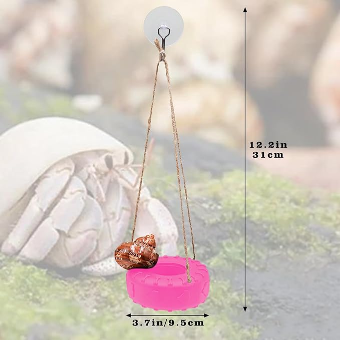 Hermit Crab Tire Swing Toy, Hermit Crab Climbing Toy, Reptile Tank Aquarium Decoration Accessory, Suitable for Small to Medium Sized Hermit Crabs, 3.7 Inches in Diameter