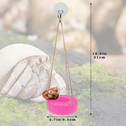 Hermit Crab Tire Swing Toy, Hermit Crab Climbing Toy, Reptile Tank Aquarium Decoration Accessory, Suitable for Small to Medium Sized Hermit Crabs, 3.7 Inches in Diameter