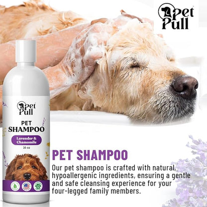 Pet Shampoo for Dogs - Plant-Based Dog Shampoo Cleanser - Dog Wash Pet Supplies for Pets with Lavender and Chamomile Scent - Safe and Gentle Sensitive Skin Dog Shampoo - Made in The USA 16oz