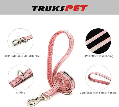Dog Harness and Leash Set, Step in no Pull Dog Harness Adjustable Reflective Padded Mesh Fabric Dog Vest for Extra-Small/Small Medium Dogs and Cats-XS-Pink