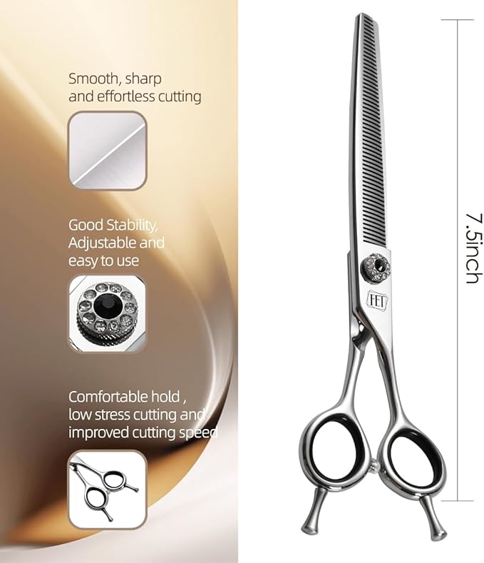 Dog Grooming Scissors: 7.5 inch Pet Blender Shears Made Of Japanese 440C Advanced Stainless Steel Professional Grooming Scissors for Dogs Cats and Other Pets