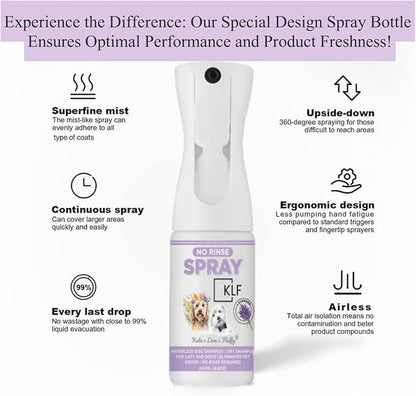 Dogs & Cats Dry Shampoo No Rinse spot Cleaning Deodorant Light Lavender Scent 200ml Spray Mist