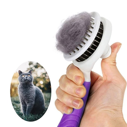 Cat Self Cleaning Slicker Brush, Pets Skin Friendly Cat Brush for Dogs Cats Grooming Brush Tool Easy to Remove Loose Undercoat, Mats Tangled Hair Slicker Massage Cats Dogs Brush - Upgraded